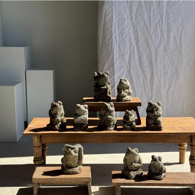Small Balinese limestone frog sculpture in the shape of a drum. Authentic small local sculpture, found in Bali in a large...