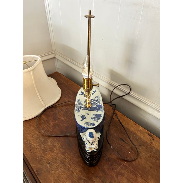 Vintage Blue & White Table Lamp For Sale - Image 13 of 15