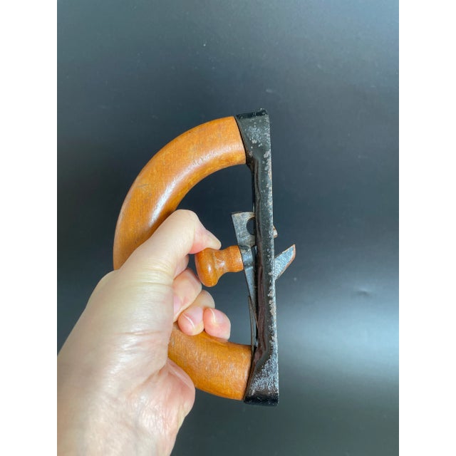 Black Antique 1870 Enterprise Mfg Co Philadelphia Cast Iron Sad Iron With Wood Handle For Sale - Image 8 of 13