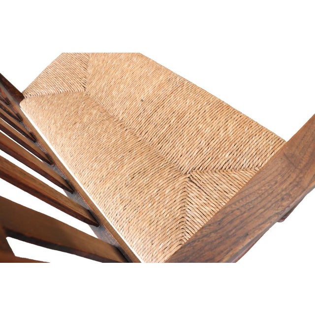 Antique Dutch Arts and Crafts Wooden Bench with Woven Rush Seat, 1900 For Sale - Image 12 of 14