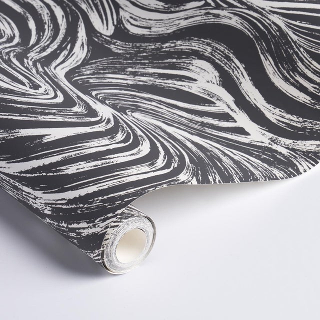 Schumacher Sample - Schumacher Shio Wallpaper in Carbon For Sale - Image 4 of 4