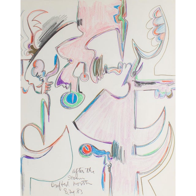 A 1983 color pencil and charcoal drawing by the American artist Harry Hilson (1935-2004). Titled "After the Storm," this...