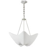 AERIN for Visual Comfort Signature Cosima Medium Chandelier in Polished Nickel with Plaster White Shade For Sale