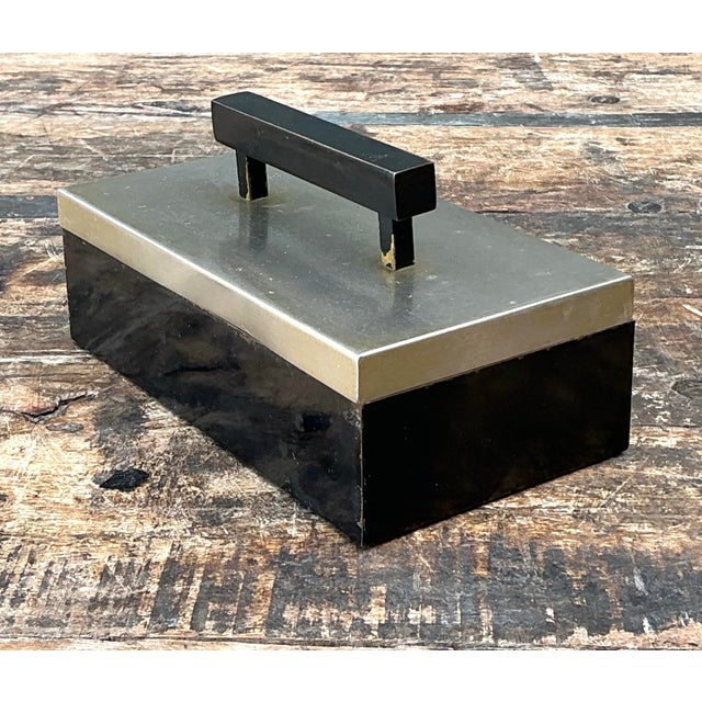 Vintage Metal and Wood Lidded Box For Sale - Image 12 of 12