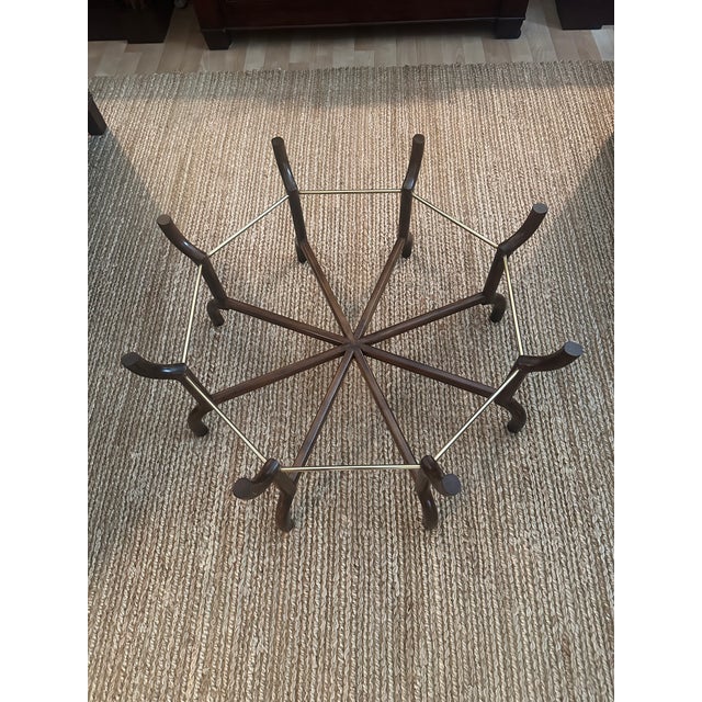 Vintage Baker Brass &. Glass Scalloped Coffee Table For Sale In Phoenix - Image 6 of 14