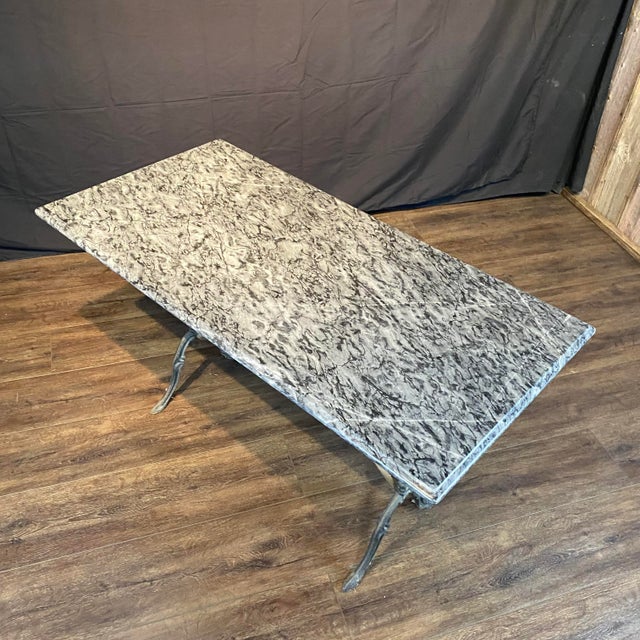 Early 20th Century French Marble Top Café Table or Bistro Table With Cast Iron Base For Sale In Portland, ME - Image 6 of 9