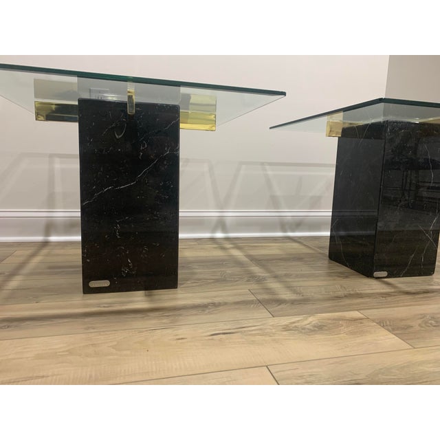 Stone Artedi Italian Black Marble and Glass End Tables(set of Two) For Sale - Image 7 of 7