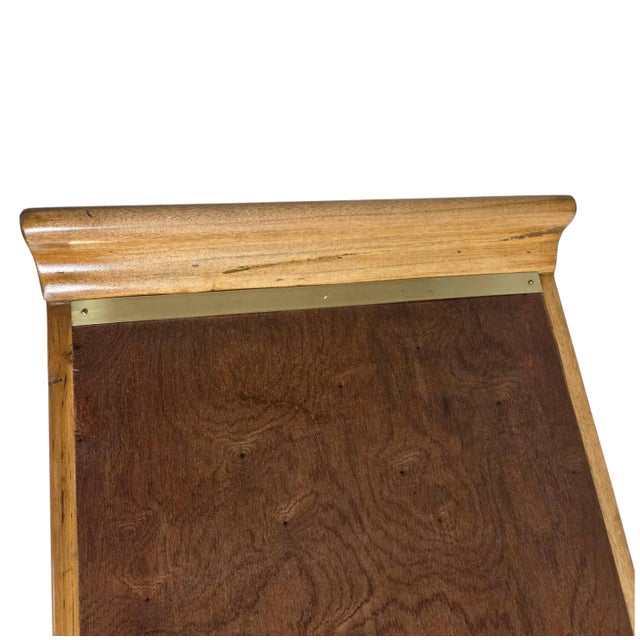 1960s Figured Wood Grain and Brass-Trimmed, Curved Leg Bench, Seat, Low Dining Zataku Table/Kotatsu, For Sale - Image 9 of 17