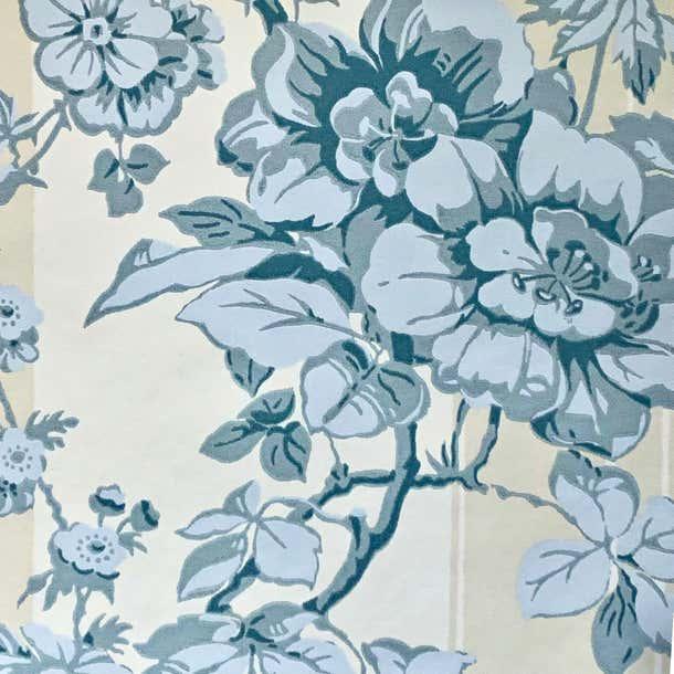 Late 20th Century Brunschwig & Fils Blue Floral Chiltern Tring Wallpaper Hand-Printed in England - 3 Rolls For Sale - Image 5 of 5