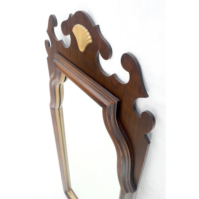 American Light Walnut Gilt Scallop Crown Decorated Wall Mirror MINT