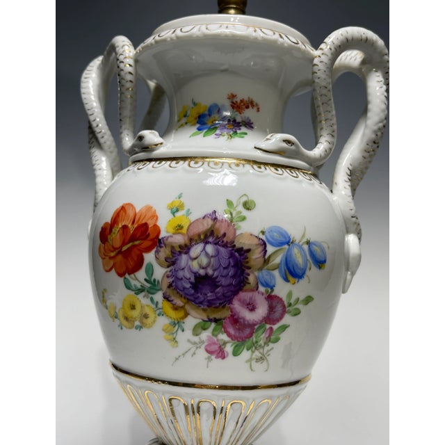 Late 19th Century 19th Century Meissen Snake Handle Vase Fitted as Lamp For Sale - Image 5 of 7