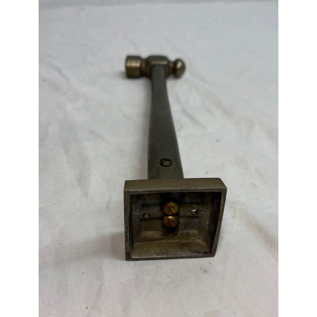 Large Antique Solid Nickel Plated Brass Hammer Front Door Knocker Bell Alarm For Sale - Image 11 of 12
