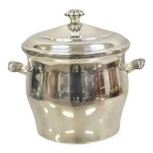 Mid 20th Century Wm Rogers & Son Paul Revere 27 Silver Plated Lidded Ice Bucket With Glass Liner
