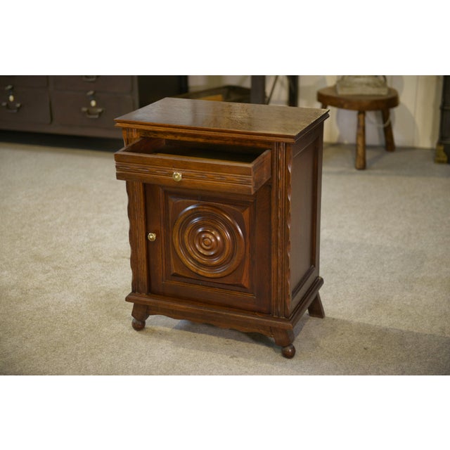 Wood Brutalist Oak Bedside Table, 1960s For Sale - Image 7 of 10