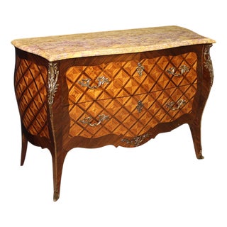 20th Century Louis XV French Style Inlaid Commode, 1950s For Sale
