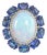 18k Gold Vintage 10.96 Carat Cocktail Ring Size 5.5 - Fire Opal & Royal Blue Sapphires For Sale