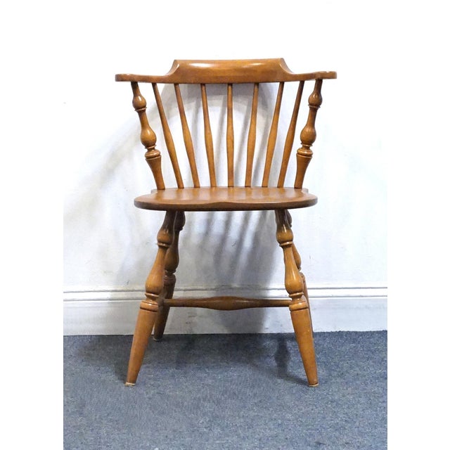 Late 20th Century Conant Ball Solid Hard Rock Maple Colonial Early American Spindle Back Dining Side Chair 3525 2111 For Sale - Image 5 of 9