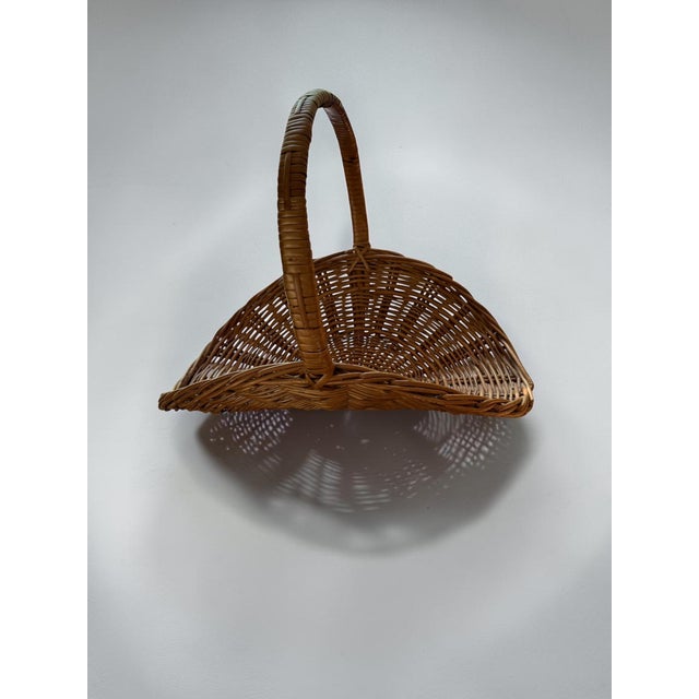 1970s 1970s Vintage Wicker Flower Gathering Basket For Sale - Image 5 of 7
