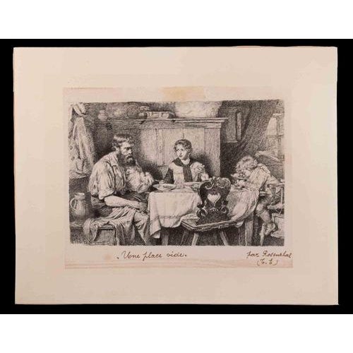 Une place vide is an original etching realized by Tobias "Toby" Edward Rosenthal ( 1848 - 1917 ). Hand signed on the lower...