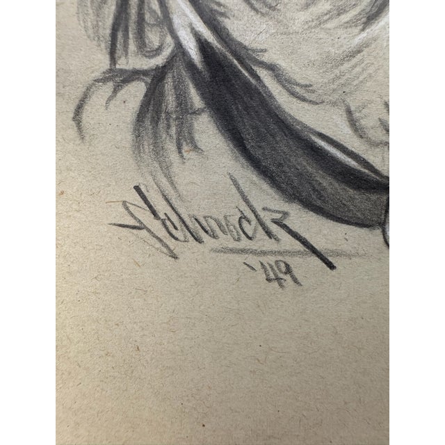1940s 1940s Original Signed Graphite Illustration of Terrier Dog Portrait, 12 × 9 In. For Sale - Image 5 of 6