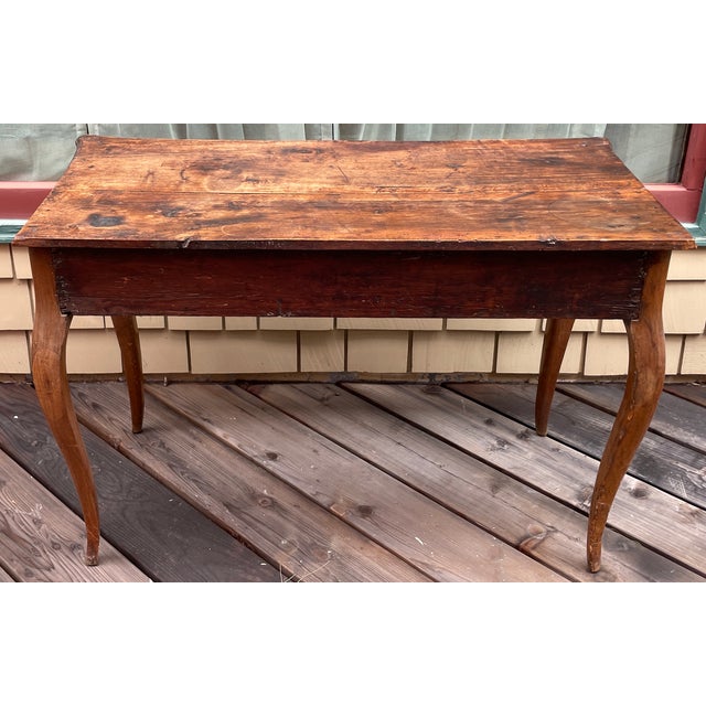 19th C French Provincial Louis XV Style Solid Walnut Writing Desk, Hall or Side Table - For Sale - Image 12 of 18