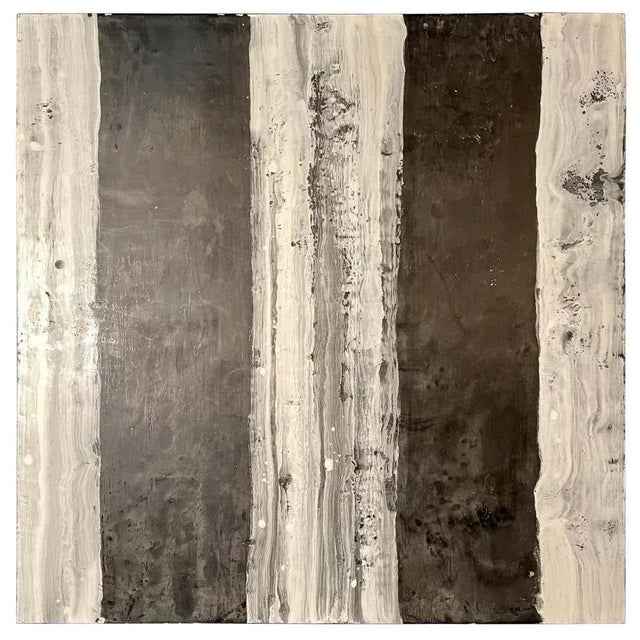 Lynn Basa Encaustic Black and White Stripe Panel "Camino", 2018 For Sale - Image 11 of 11