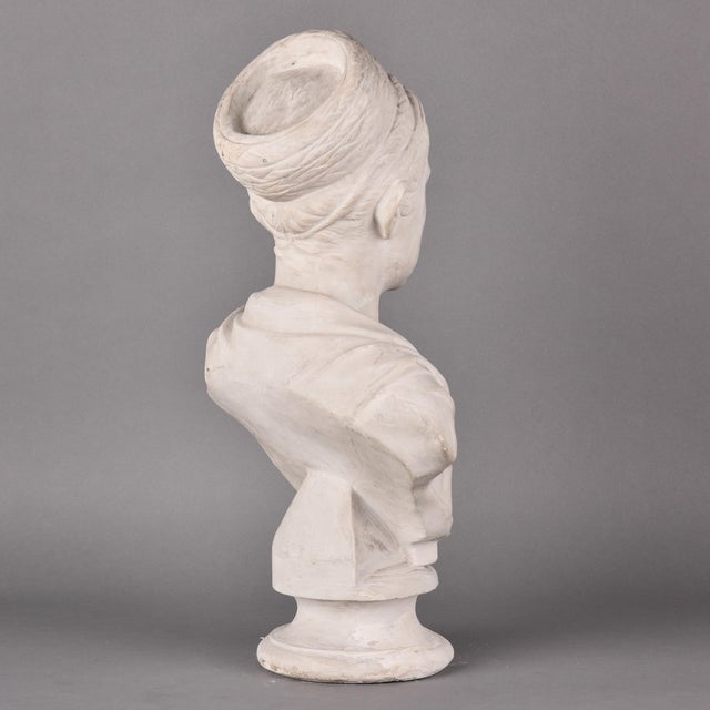 Vintage Plaster Bust of a Woman in Classical Drapery For Sale - Image 9 of 12