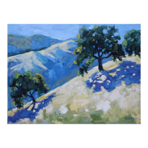 Contemporary Oil Painting, Golden Hills & Oaks Landscape by L Haas