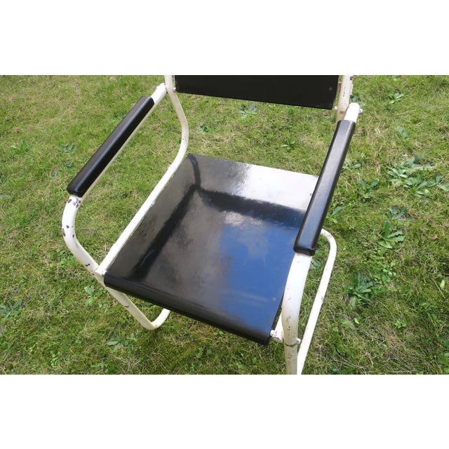 Mid-Century Iron and Wood Painted Garden Chairs, Set of 2 For Sale - Image 5 of 11