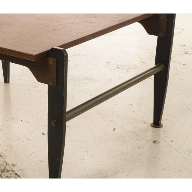 Vintage Coffee Table in Walnut with Varnished Legs & Metal Parts, 1960s For Sale - Image 4 of 9