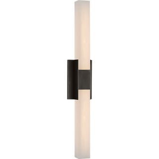 Kelly Wearstler for Visual Comfort Signature Covet 28" Double Bath Light in Bronze with Alabaster For Sale