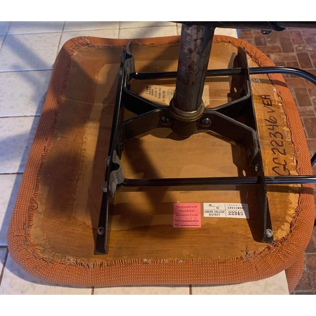 Orange Rare 1970s Adjustable Drafting Task Chair by Toledo Metal Furniture Co., With Covered Seat and Back For Sale - Image 8 of 9