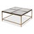 Modern Square Cocktail Table in Aged Brass and Cast Glass For Sale - Image 4 of 12