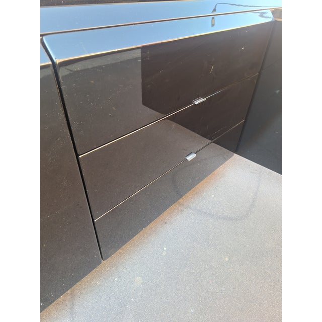 Vintage Sideboard in Black Lacquered Wood by Giovanni Offredi for Saporiti, 1970s For Sale - Image 9 of 16
