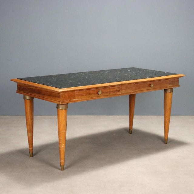 Walnut Table with Marble Top, 1950s For Sale - Image 12 of 12