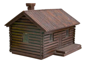 Vintage Handmade Log Cabin Model
