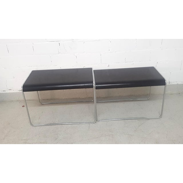 Bauhaus Black Chrome Nesting Side Tables, Set of 2 For Sale - Image 4 of 4
