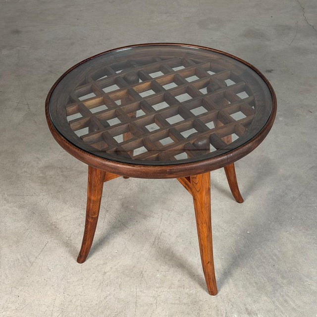 Raised Coffee Table in Chestnut and Glass attributed to Mario Quarti, 1940s For Sale - Image 6 of 18