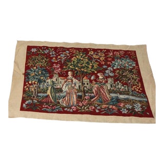 Antique Louis XIII Scenic Pictorial Needlepoint Tapestry C1930 For Sale