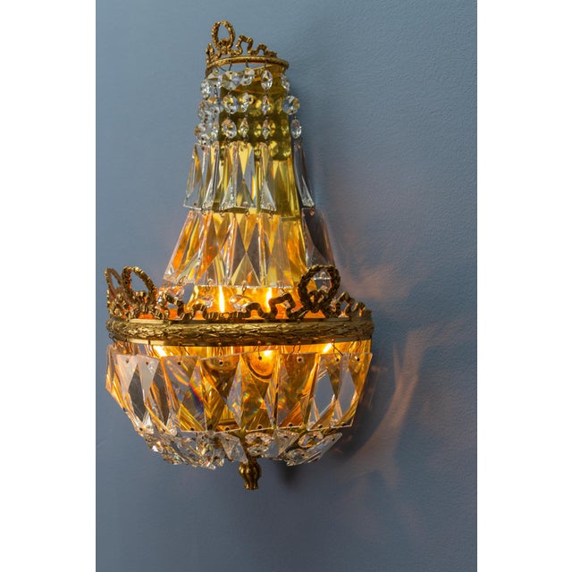 German Empire Style Crystal Glass and Brass Sconce by Palwa, 1960s For Sale - Image 6 of 18