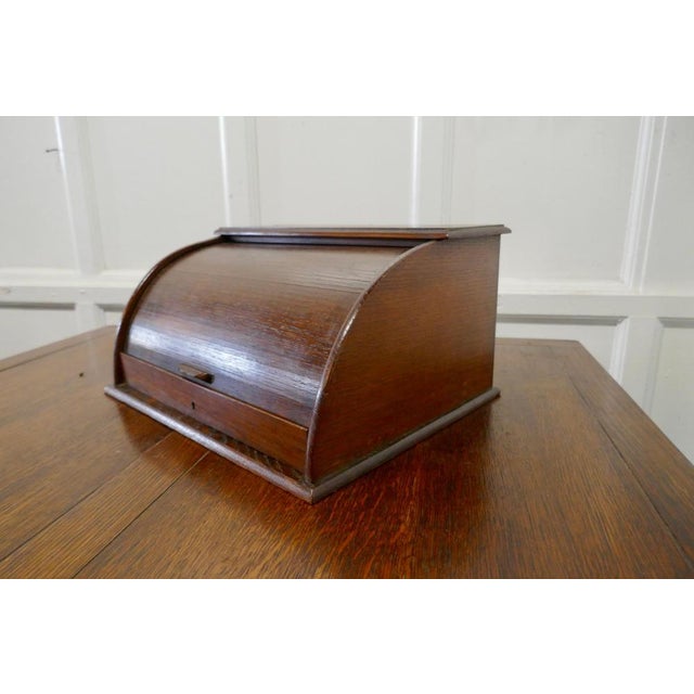 French Arts and Crafts Oak Stationary Box with Tambour, 1890 For Sale - Image 3 of 8