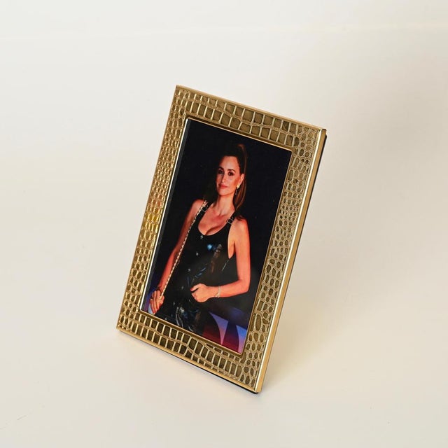 Mid-Century Modern Italian 24k Gold Brass Photo Frame from Mascagni, 1970s For Sale - Image 3 of 13