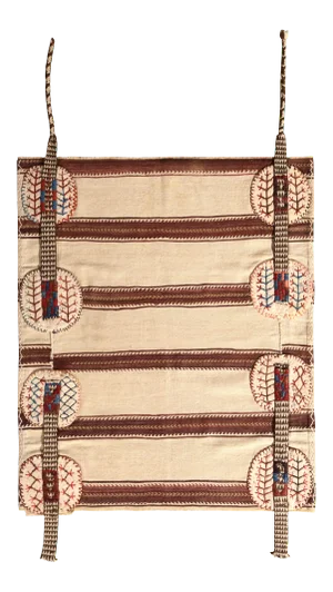Mid-Century Vintage Striped Kilim Beige Brown Bag Rug
