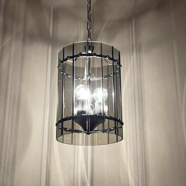 Mid-Century Smoked Art Glass Pendant Lamp from Veca, Italy, 1970s For Sale - Image 4 of 17