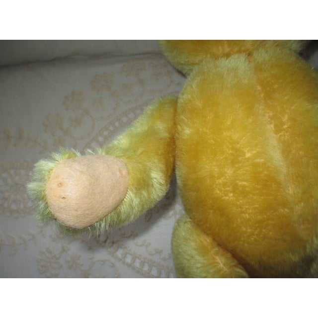 Textile Vintage German Herman Golden Mohair & Straw With Glass Eyes Teddy Bear For Sale - Image 7 of 10