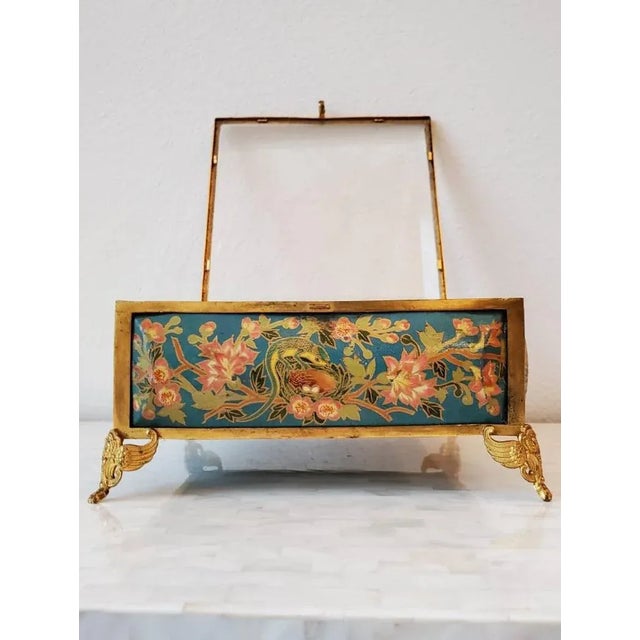 Art Nouveau Moser Bohemian Art Nouveau Enameled Gilt Bronze Antique Jewelry Casket Table Box For Sale - Image 3 of 11