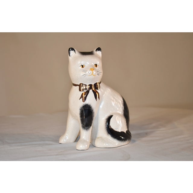 Ceramic Staffordshire Cat Figure, Circa 1970 For Sale - Image 7 of 8