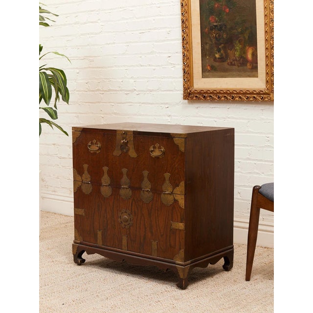 Mid 20th Century Korean Brass-Mounted Hardwood Bandaji Chest For Sale - Image 11 of 12