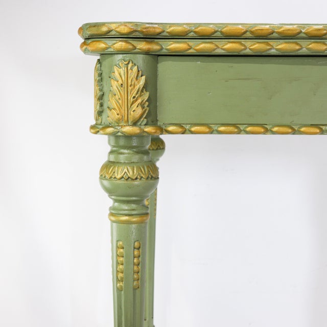 Vintage Neoclassical Green and Gilt Accent Game Table With Reversible Chess/Backgammon Top For Sale In New York - Image 6 of 16