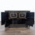 Chinoiserie Black Lacquer Chinoiserie Hollywood Regency Credenza With Gold Detailing For Sale - Image 3 of 7